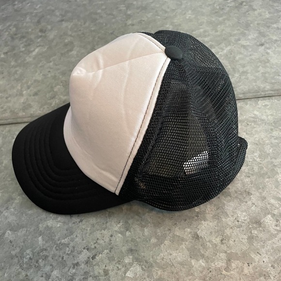 Black White Trucker Snapback Hat Cap Plain Blank Magic Headwear 90s Retro - Picture 3 of 10